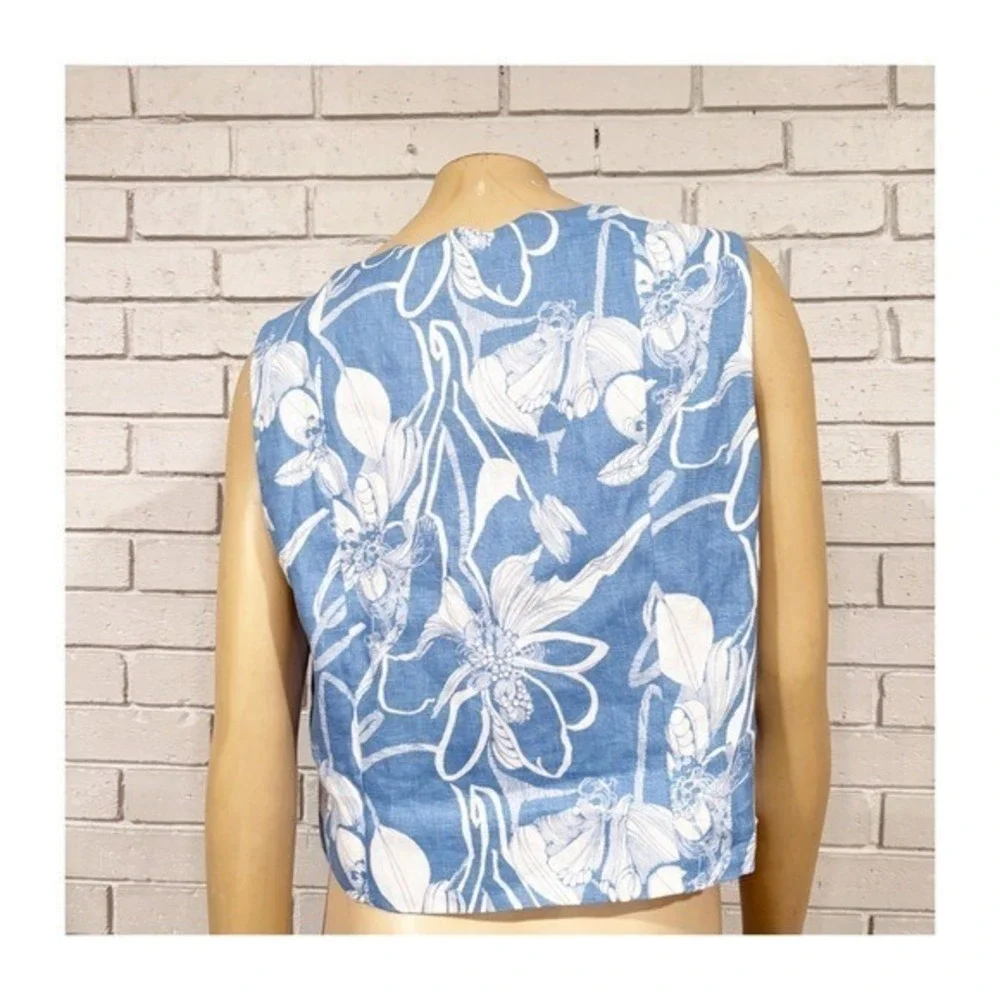 Reformation Grace Blue White Floral Linen Two‎ Piece Set | Size 12
